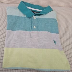 U.S. Polo Assn. Men's Short Sleeve Polo Shirt - Teal, Light Blue, Lime Sz XL